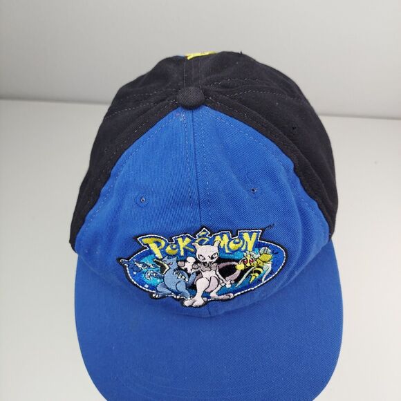 Rare Vintage Pokemon Hat 00's  Mewtwo Pikachu Youth Cap Strapback Blue/Black - Picture 4 of 10
